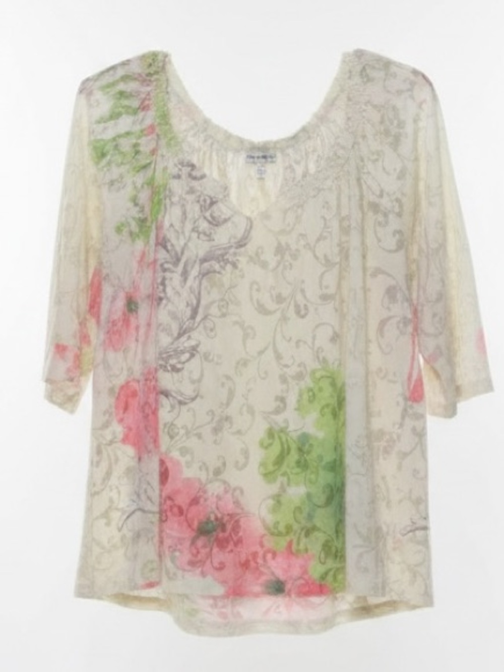 Vintage Fashion Bug Floral Cottagecore Peasant Blouse XL